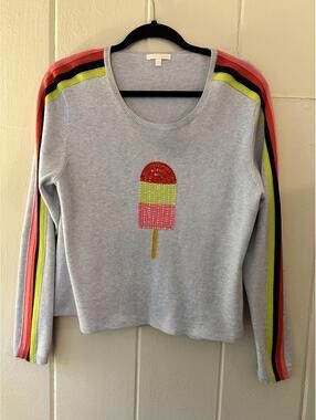 Lisa Todd “Pop Top” Lightweight Sweater with Sequined Popsicle Size Petite Large